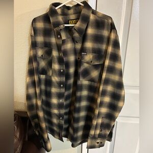 DIXXON Flannel Pearl Snap in Black and Tan Plaid